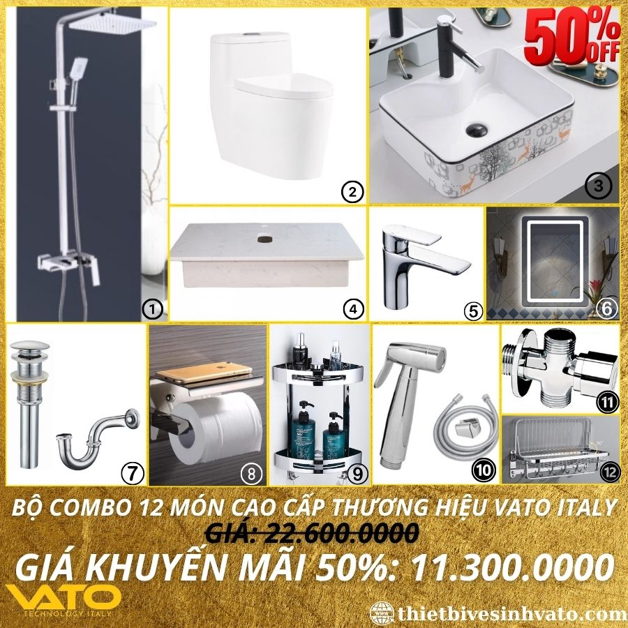 COMBO GIÁ RẺ TRỌN BỘ 12 MÓN THIẾT BỊ VỆ SINH VATO CB32