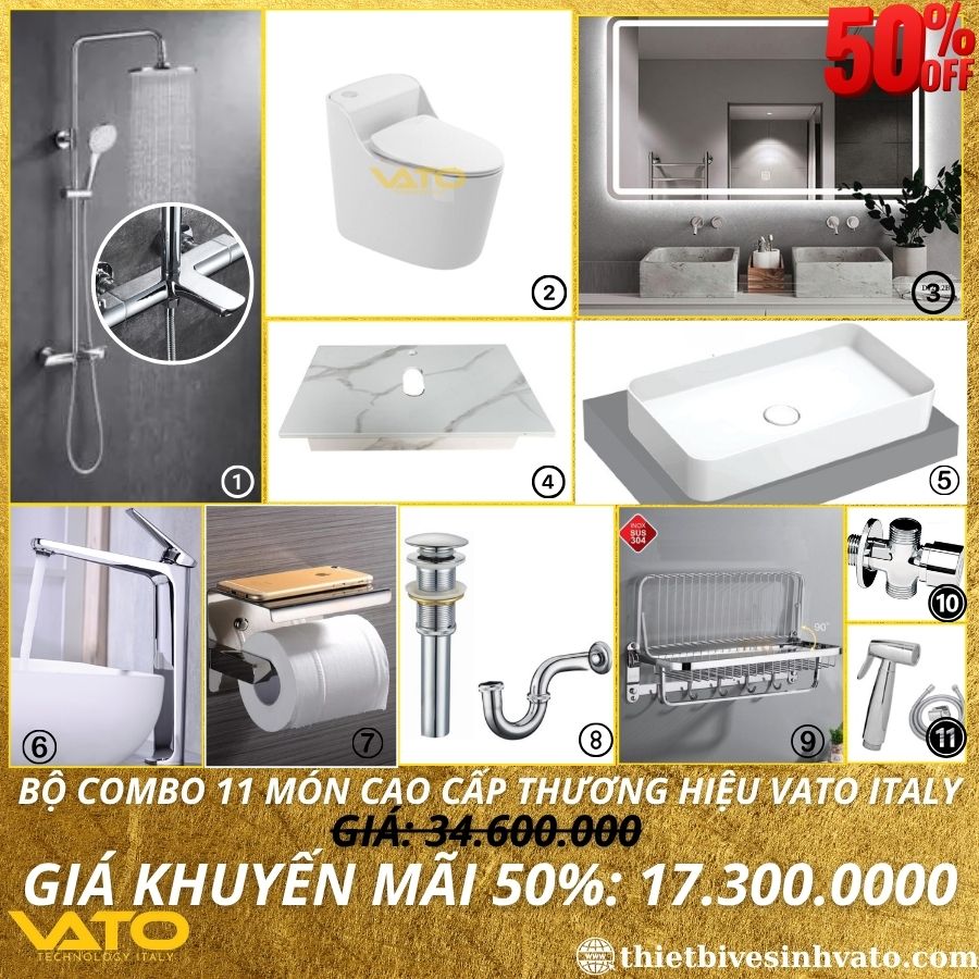 COMBO GIÁ RẺ TRỌN BỘ 11 MÓN THIẾT BỊ VỆ SINH VATO CB33