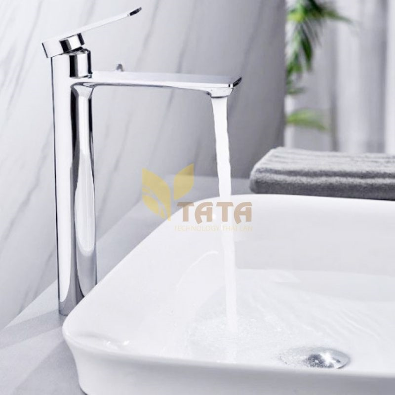 Vòi Lavabo Nóng Lạnh Cao 30cm INOX 304 Bóng TATA VLVB6853