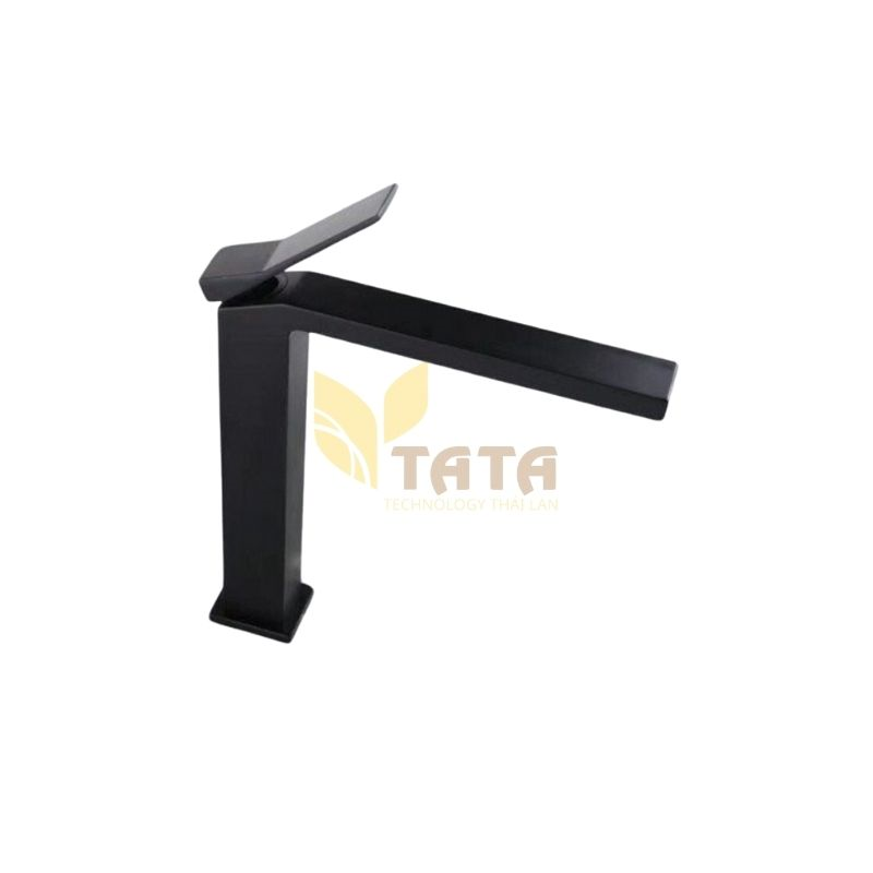 Vòi Lavabo Nóng Lạnh Đồng Sơn Tĩnh Điện Đen Cao 30cm TATA VLVB6894