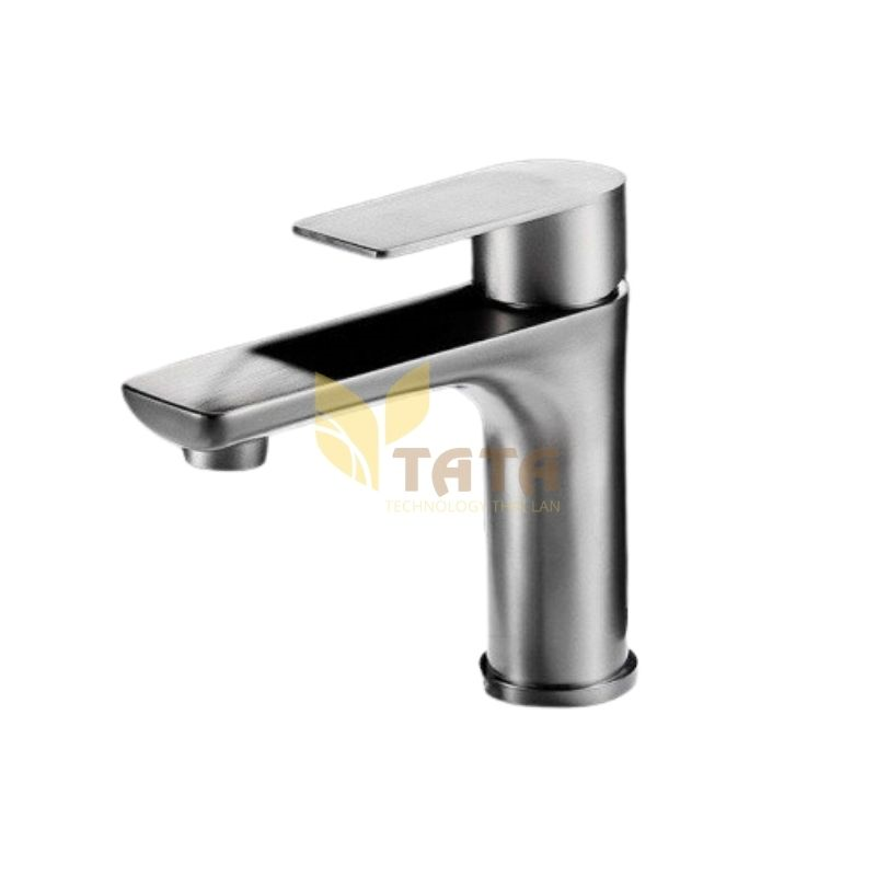 Vòi Lavabo Nóng Lạnh Inox 304 Sơn Tĩnh Điện Xám  VLVB6866