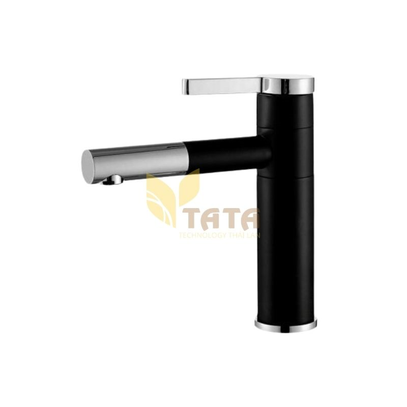 Vòi Lavabo Nóng Lạnh Sơn Tĩnh Điện Đen Cao 20CM VLVB6823