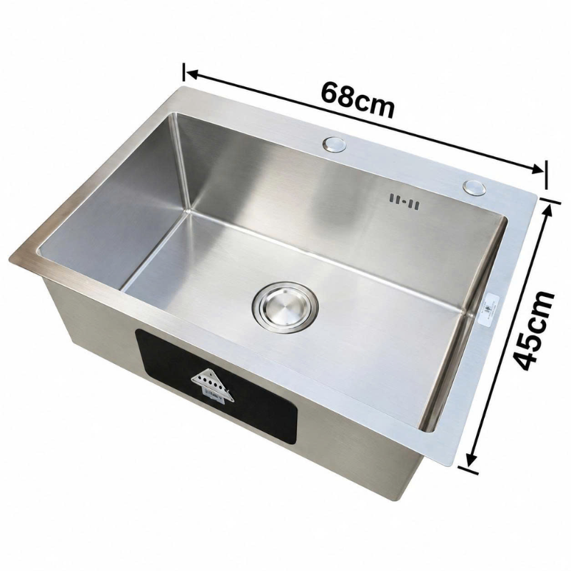 CHẬU RỬA CHÉN 1 HỘC INOX 304 (68*45CM) CAO CẤP TATA CRC6937