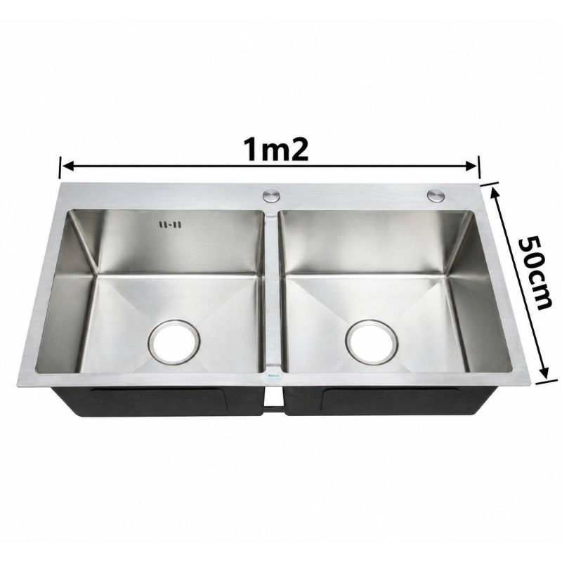 CHẬU RỬA CHÉN 2 HỘC INOX 304 (1m2*50CM) CAO CẤP TATA CRC6938