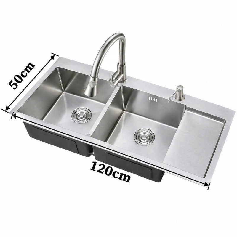 CHẬU RỬA CHÉN INOX 304 TATA CRC6896 (120CM X 50CM)