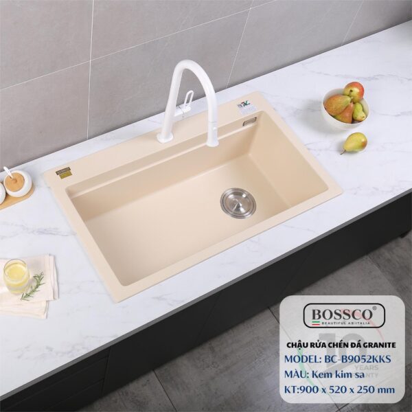Chậu rửa chén đá 1 hộc Bossco – BC-B9052K