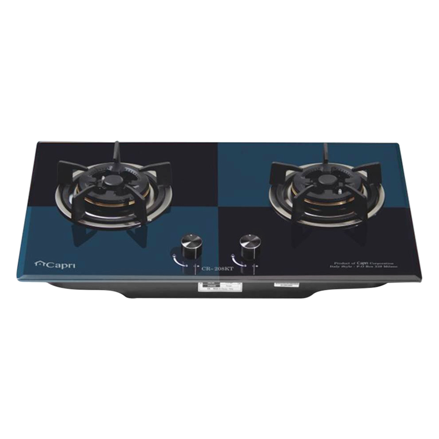 BẾP GAS ÂM KÍNH 2 LÒ CAPRI CR-208KT (BLACK&GREEN)