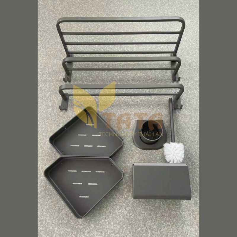 Bộ phụ kiện giá treo 5 món phòng tắm cao cấp nano xám TATA PK-6803