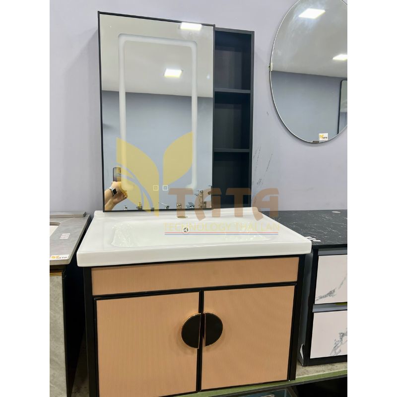 BỘ TỦ LAVABO NHÔM GƯƠNG LED CAO CẤP TATA TLVB6911