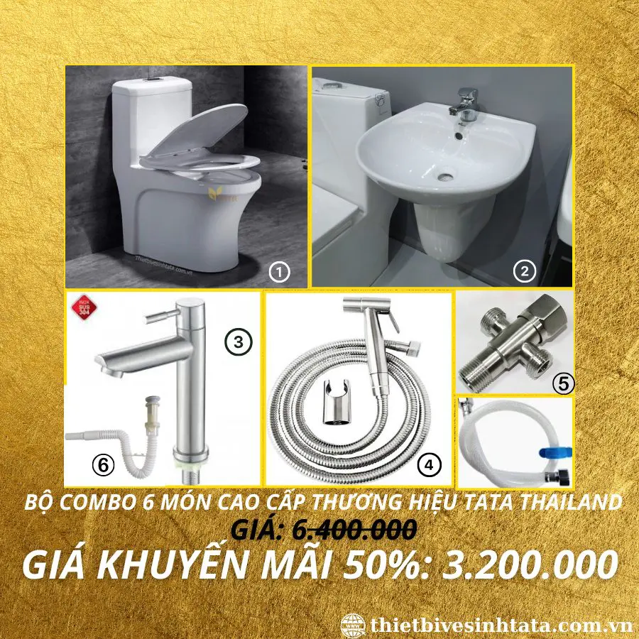 Combo Giá Rẻ Trọn Bộ 6 Món Thiết Bị Vệ Sinh TATA CB-30