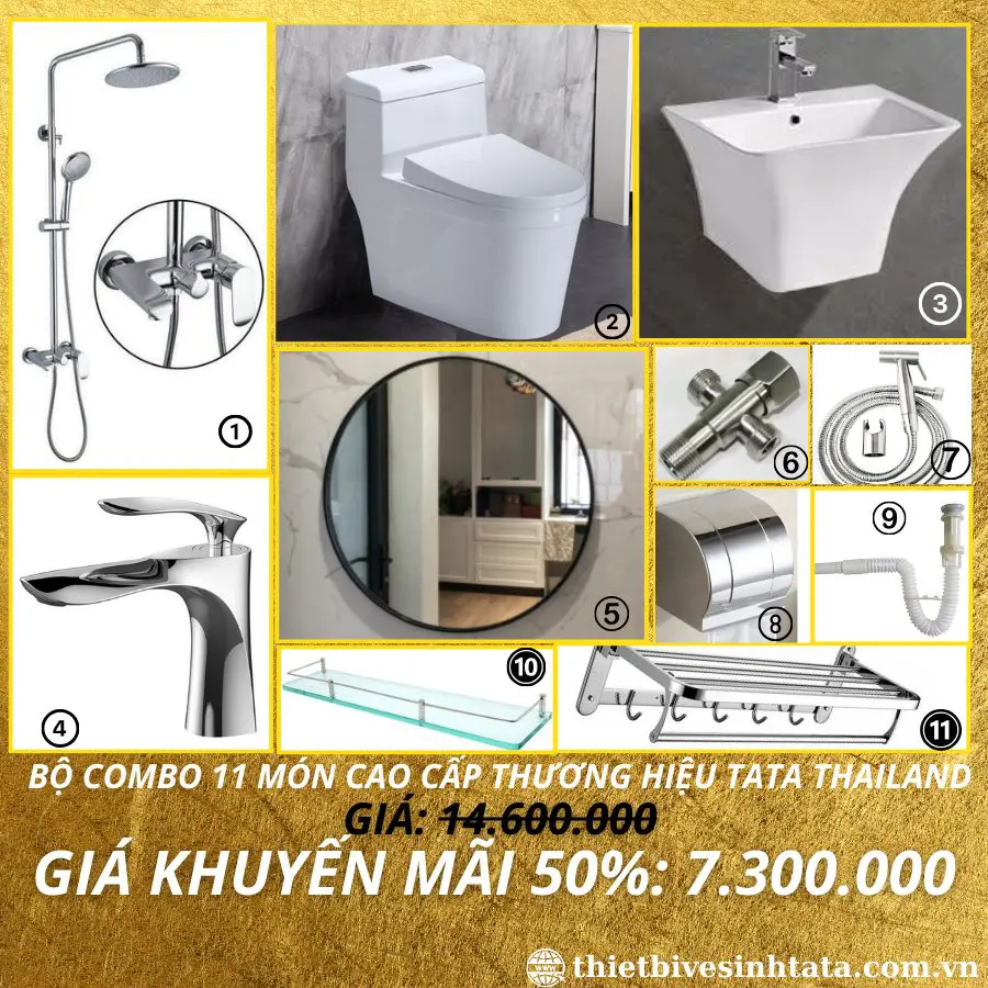 (Mã SP: CB-31) Combo Giá Rẻ Trọn Bộ 11 Món Thiết Bị Vệ Sinh TATA CB-31