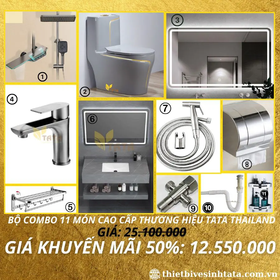 Combo Giá Rẻ Trọn Bộ 11 Món Thiết Bị Vệ Sinh TATA CB36