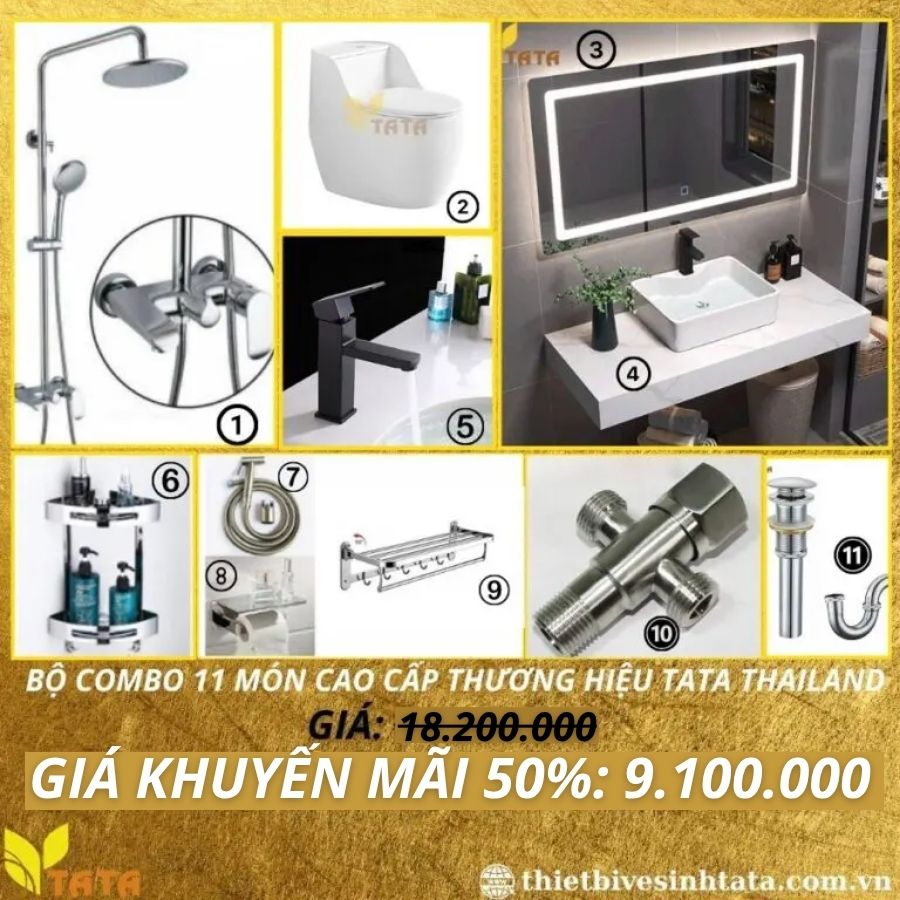 Combo Giá Rẻ Trọn Bộ 11 Món Thiết Bị Vệ Sinh TATA CB37