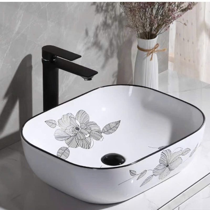 CHẬU LAVABO ĐẶT BÀN HOA VĂN CAO CẤP TATA CLVB6946