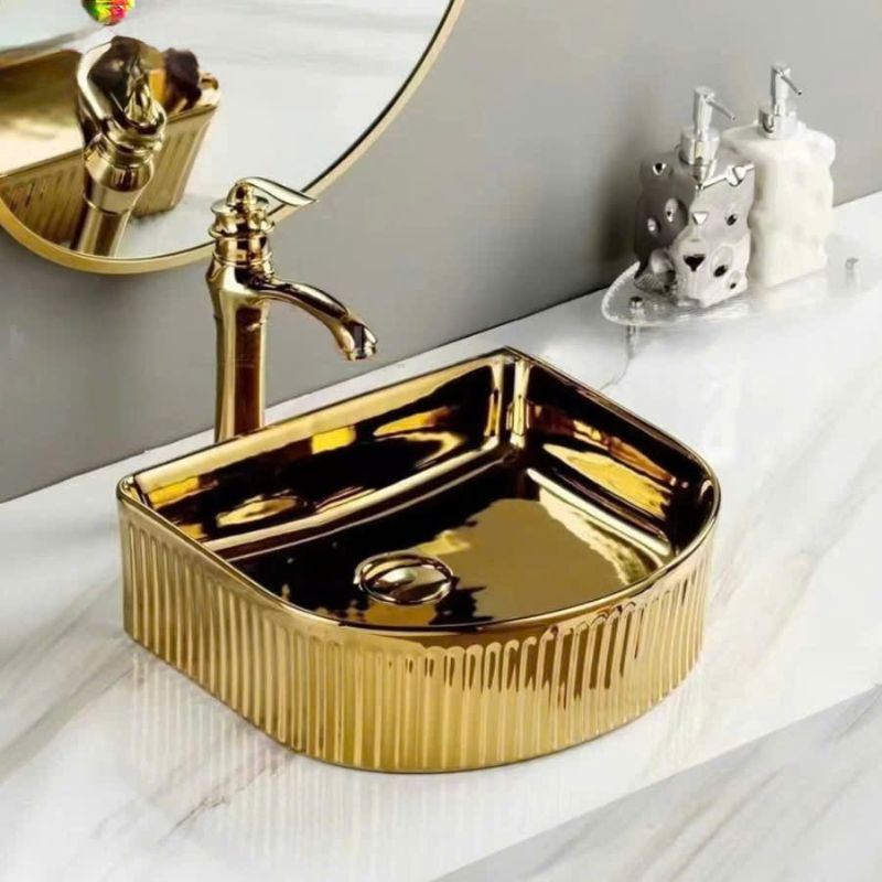 CHẬU LAVABO ĐẶT BÀN MẠ VÀNG CAO CẤP VATO LBVT-699