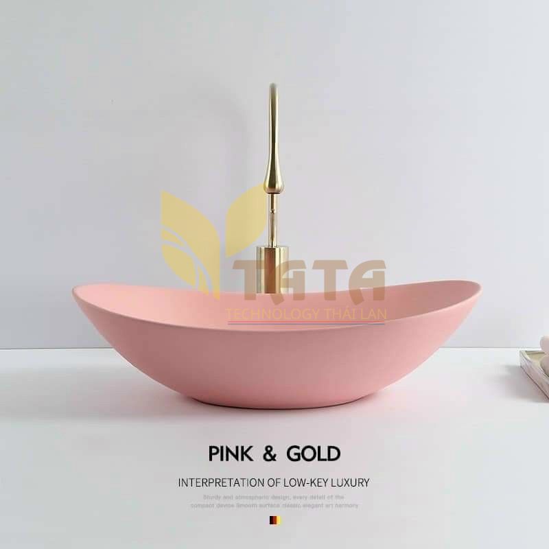 CHẬU LAVABO ĐẶT BÀN THUYỀN HỒNG TATA CLVB-6927