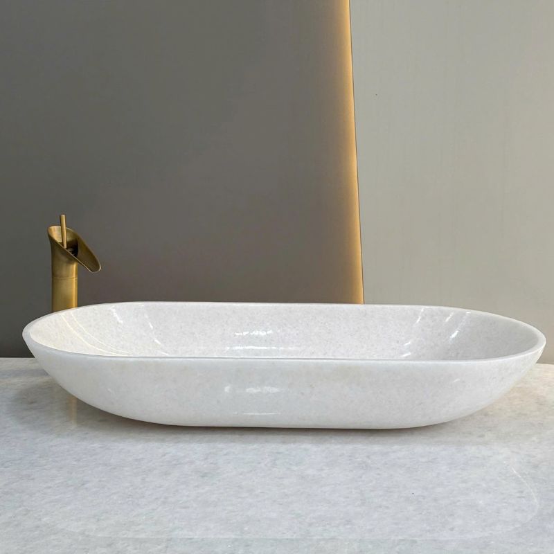 CHẬU LAVABO TRẮNG ĐẶT BÀN ĐÁ MARPLE CAO CẤP VATO LBVT-702