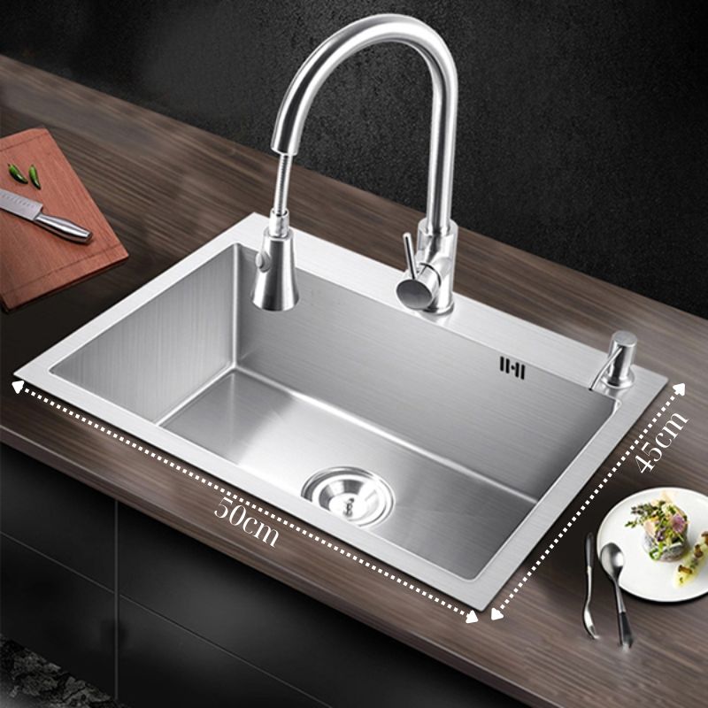 CHẬU RỬA CHÉN 1 HỘC INOX 304 (50*45CM) CAO CẤP TATA CRC6947