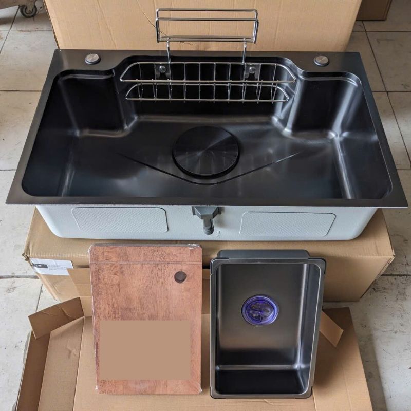 CHẬU RỬA CHÉN 1 HỘC INOX 304  NANO ĐEN(80*50CM) CAO CẤP TATA CRC6955