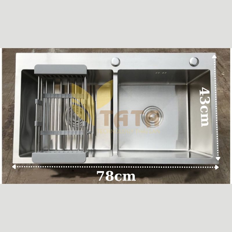 Chậu Rửa Chén 2 Hộc Inox 304 CRC-6909 (78*43cm)