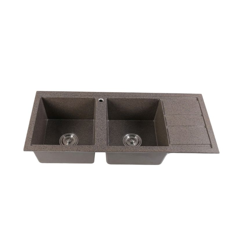 CHẬU RỬA CHÉN ĐÁ 2 HỘC MÀU RUỐC CAO CẤP VATO (116cmx50cm) CRCVT6820