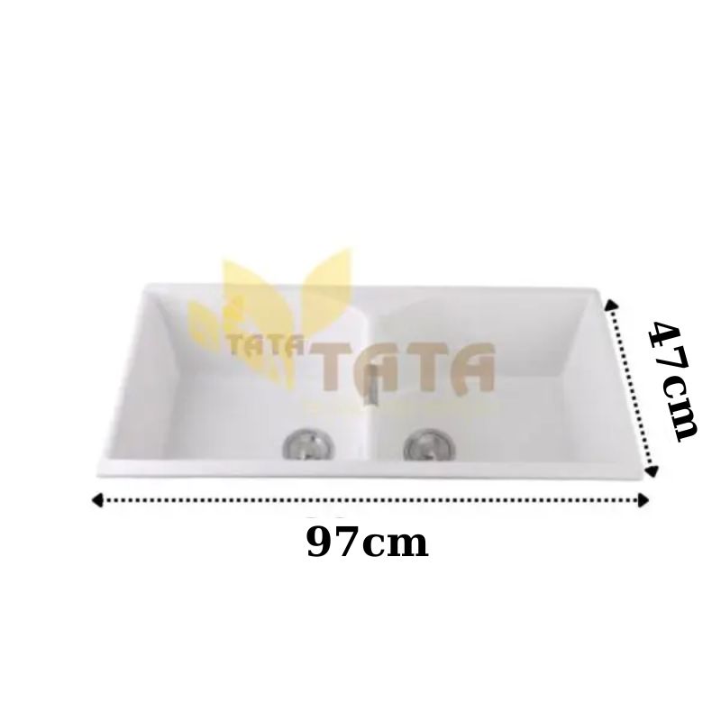 Chậu Rửa Chén Đá Trắng Nhân Tạo TATA CRC-6871 (97cm*47cm)