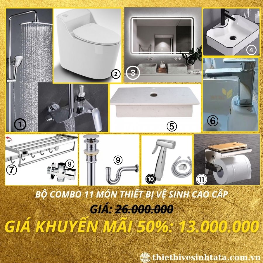 (Mã SP: CB-33) Combo Giá Rẻ Trọn Bộ 11 Món Thiết Bị Vệ Sinh CB-33