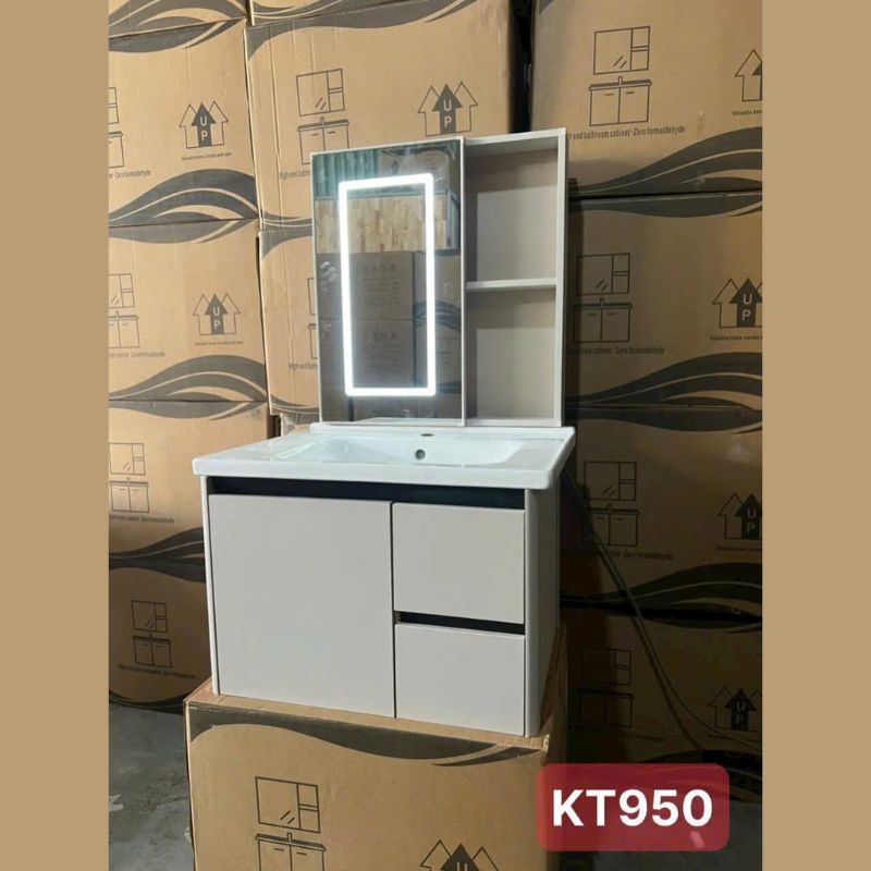 COMBO TỦ LAVABO + TỦ GƯƠNG LED NHÔM CAO CẤP TATA TLVB6934