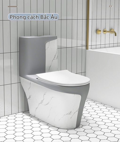 Bồn Cầu 1 Khối Vân Đá Cao Cấp TATA BC6863