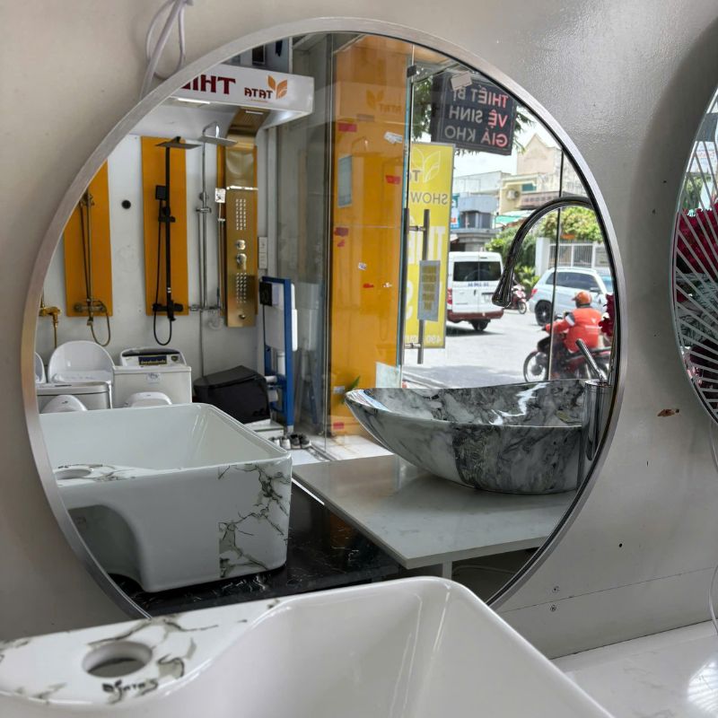 GƯƠNG TRÒN NHÔM VIỀN BẠC CAO CẤP TATA GL48