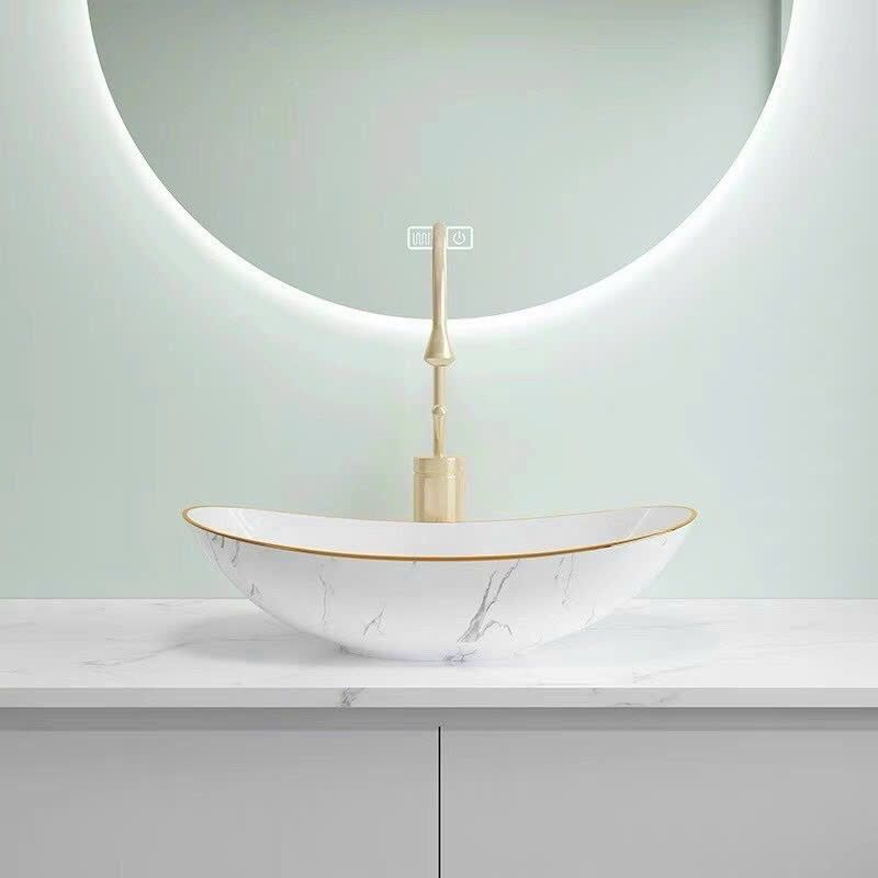 LAVABO THUYỀN HOA VĂN VÂN ĐÁ TATA LB-6840