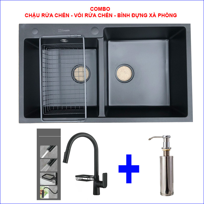 COMBO CHẬU RỬA CHÉN CAO CẤP TATA CRC6836