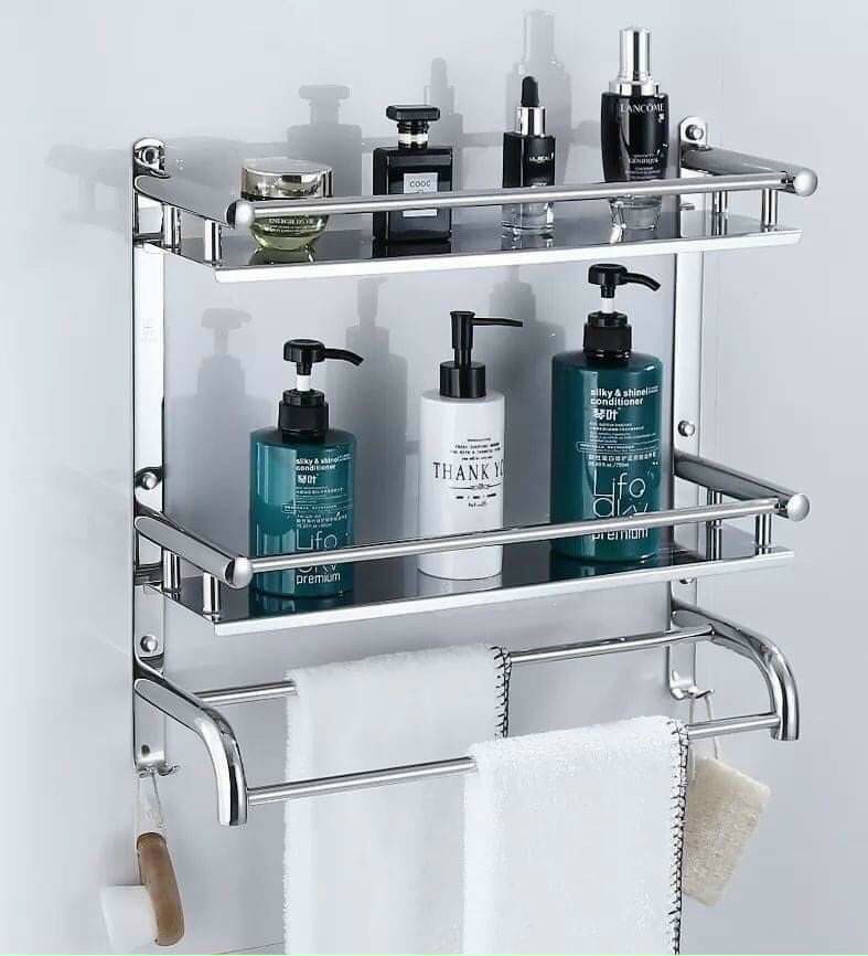 Kệ Treo Tường Thẳng 2 Tầng INOX 304 RGT08