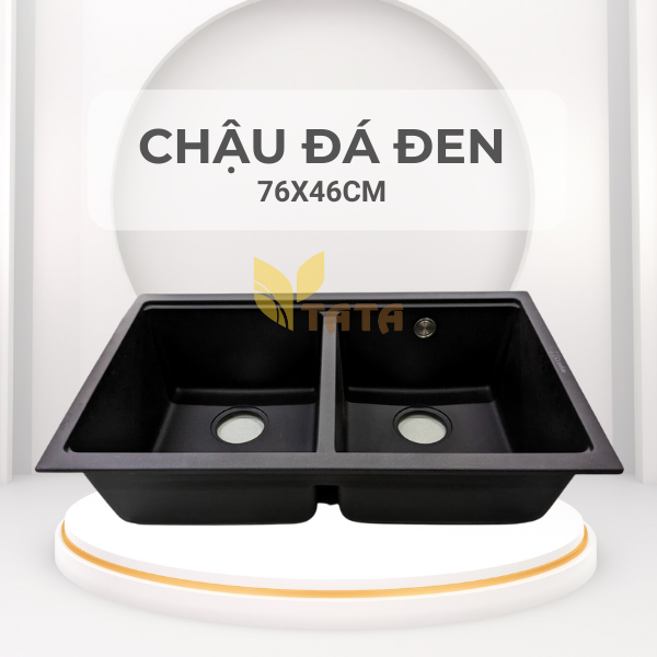 Chậu Rửa Chén Đá Đen 2 Hộc Cao Cấp TATA CRC-6881