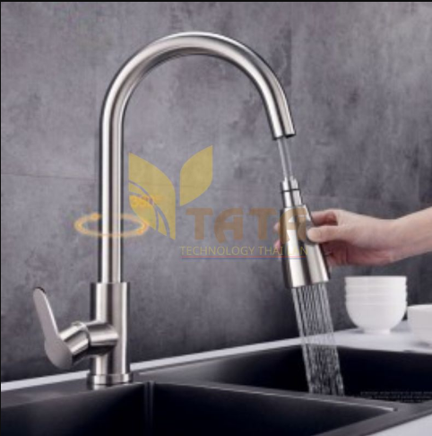 Vòi Rửa Chén Nóng Lạnh Rút Dây Inox 304 TATA VRC6808