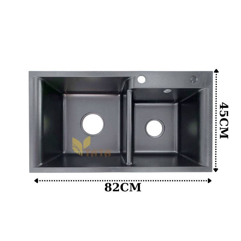 CHẬU RỬA CHÉN ĐÁ ĐEN 2 HỘC TATA CRC6894