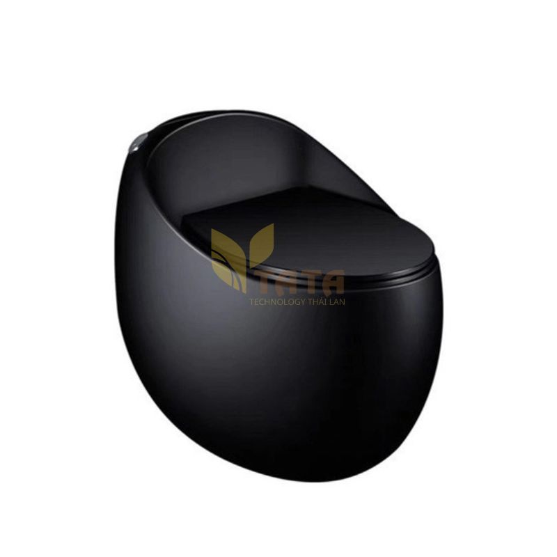 Bồn Cầu 1 Khối Trứng Men Đen Không Két Nước TATA BC6827