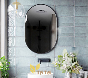 Gương Phòng Tắm Oval Viền Nhôm Đen TATA GL15