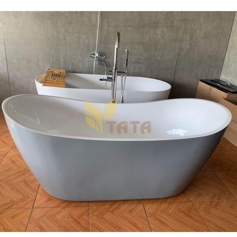 BỒN TẮM NẰM OVAL TRẮNG XÁM TATA BTN6848