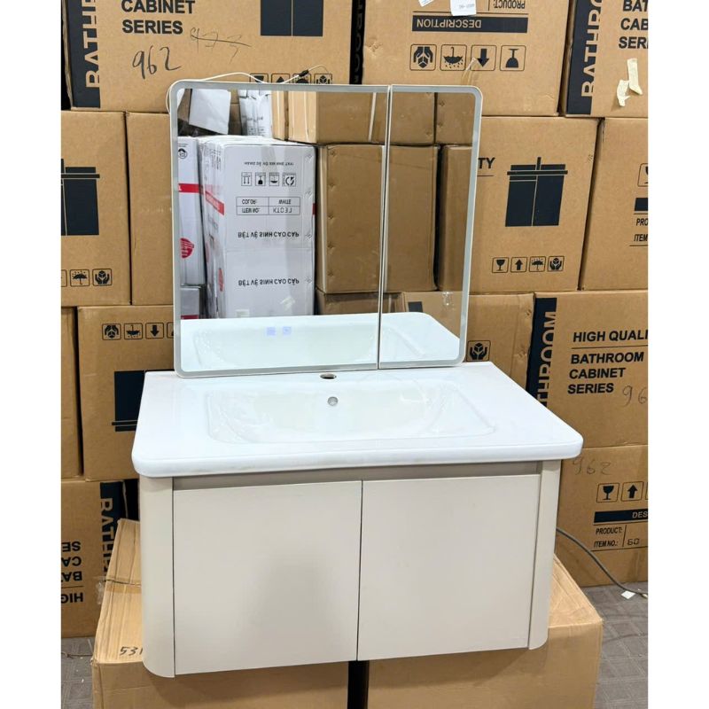 TỦ LAVABO NHỰA PVC + GƯƠNG LED CAO CẤP TATA TLVB6946