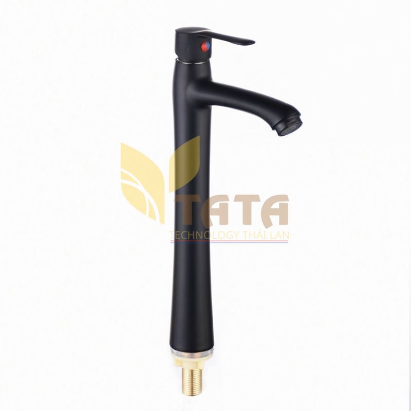 Vòi Lavabo Lạnh Đồng Sơn Tĩnh Điện Đen 30cm VLVB6890