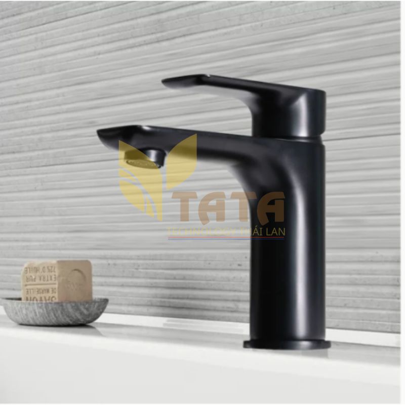 Vòi Lavabo Nóng Lạnh Đồng Sơn Tĩnh Điện Đen TATA VLB-6877