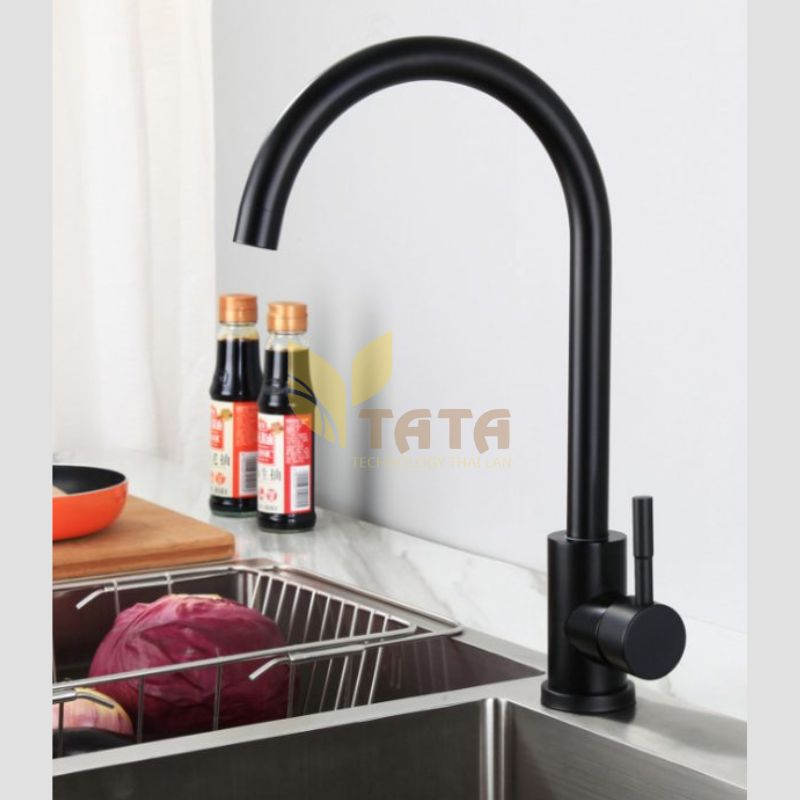 VÒI RỬA CHÉN NÓNG LẠNH TRÒN ĐEN TATA VRC6835